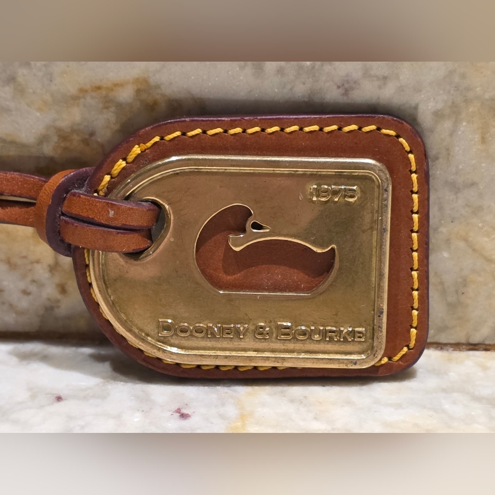 Dooney & Bourke Gold and Tan Leather Tag